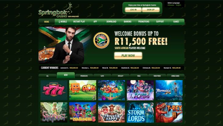 Spingbook Casino home page