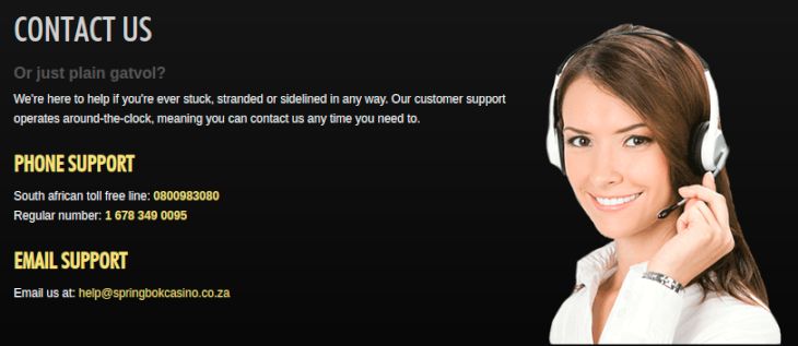 Springbook Casino support