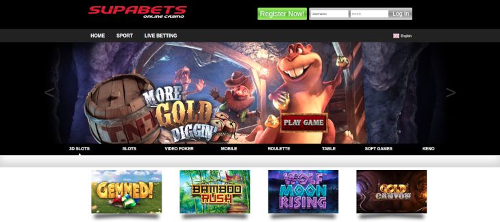 Supabets Casino home page