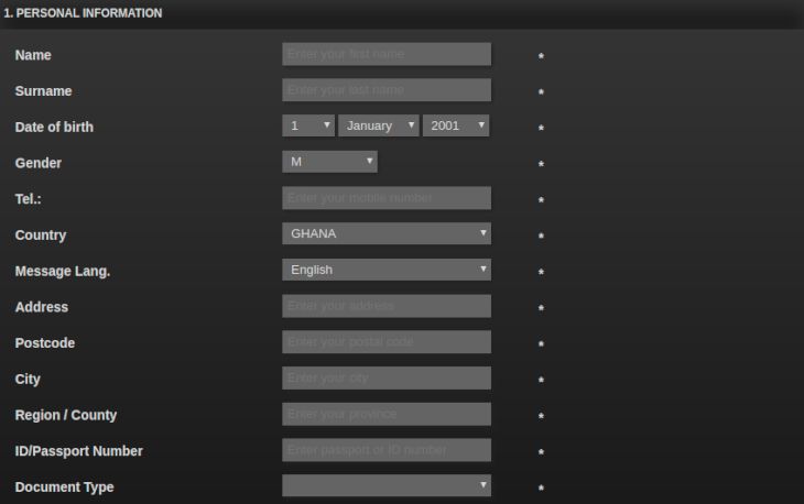 Personal information