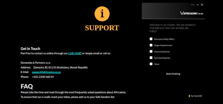 Africasino support