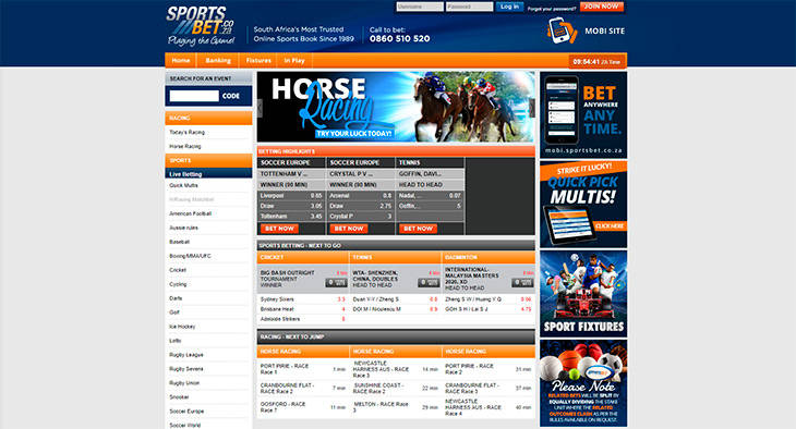 Sportsbet home page